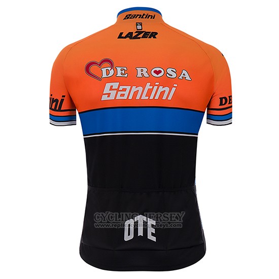 2017 Cycling Jersey De Pink Santini Black and Orange Short Sleeve and Bib Short